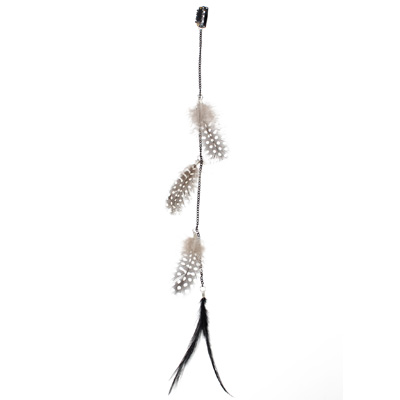 Zac's Alter Ego - Aprox. 37.5cm Polka Dot Feather & Chain Haarverlängerung - Schwarz